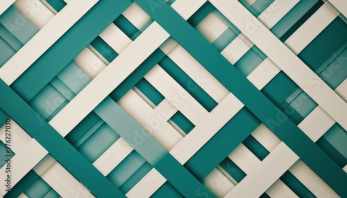 Sleek abstract background in white and teal featuring intersecting lines and bold patterns, perfect