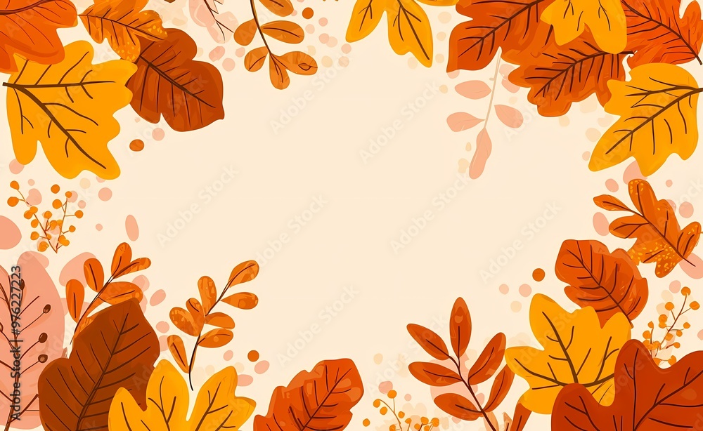 Autumn leaves frame with warm hues of orange and yellow. Autumn leaves frame with warm hues of orange and yellow.