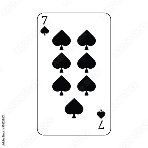 The playing card is black spades number seven.