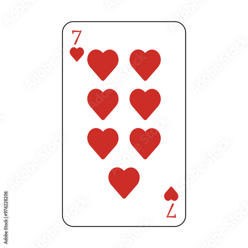 The playing card is red hearts number seven.