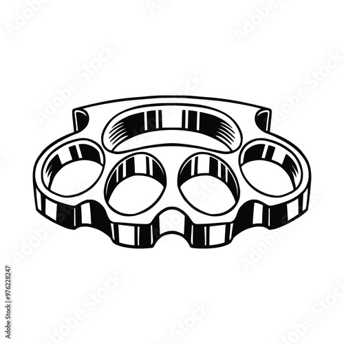 Brass knuckle illustration. Brass knuckle hand drawn illustration