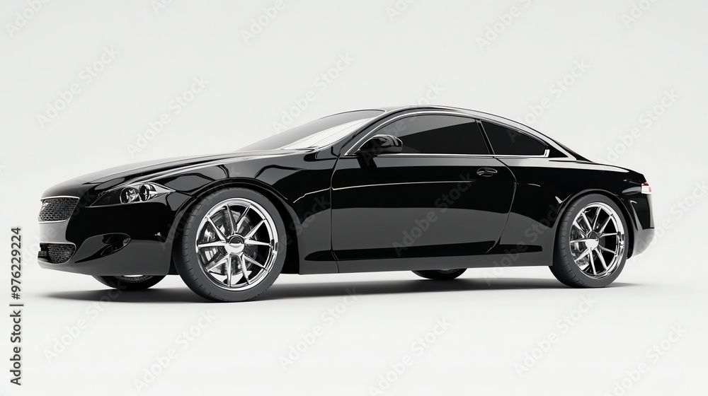 Black luxury coupe car isolated on white background. Black luxury coupe car isolated on white background.