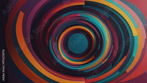 Vibrant circular and linear shapes in an abstract background.