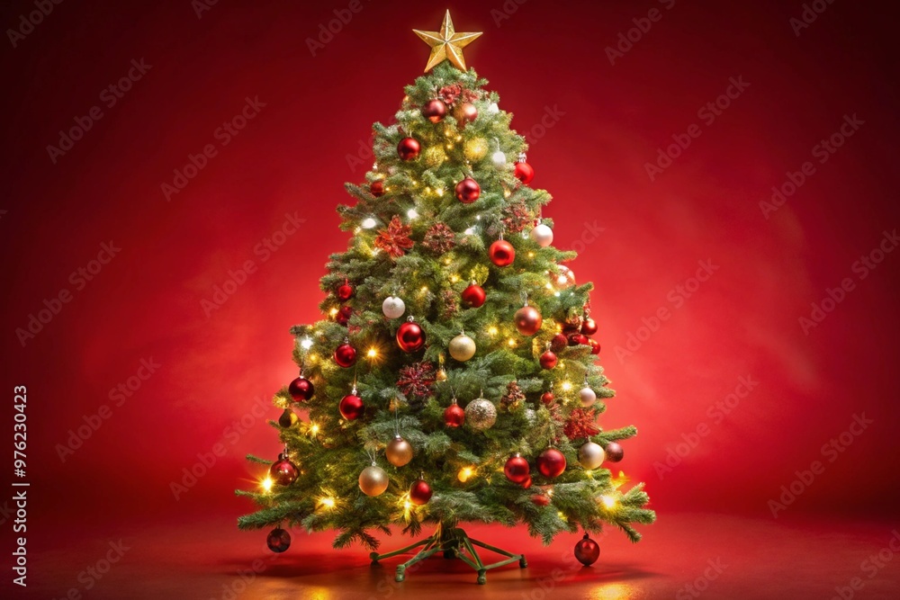 Christmas tree on a red background Christmas tree on a red background