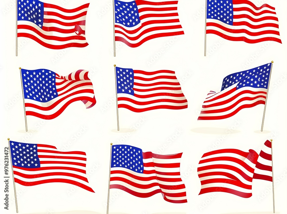 A vibrant collage of American flags representing patriotism and unity. A vibrant collage of American flags representing patriotism and unity.