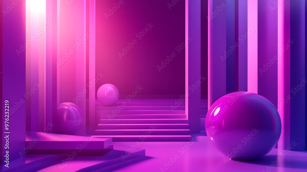 3d rendering of Deep purple and bright pink abstract geometric background. Scene for advertising, technology, showcase, banner, game, sport, cosmetic, business, metaverse. Sci-Fi Illustration. Product 3d rendering of Deep purple and bright pink abstract geometric background. Scene for advertising, technology, showcase, banner, game, sport, cosmetic, business, metaverse. Sci-Fi Illustration. Product