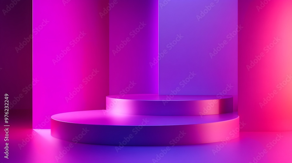 3d rendering of Deep purple and bright pink abstract geometric background. Scene for advertising, technology, showcase, banner, game, sport, cosmetic, business, metaverse. Sci-Fi Illustration. Product