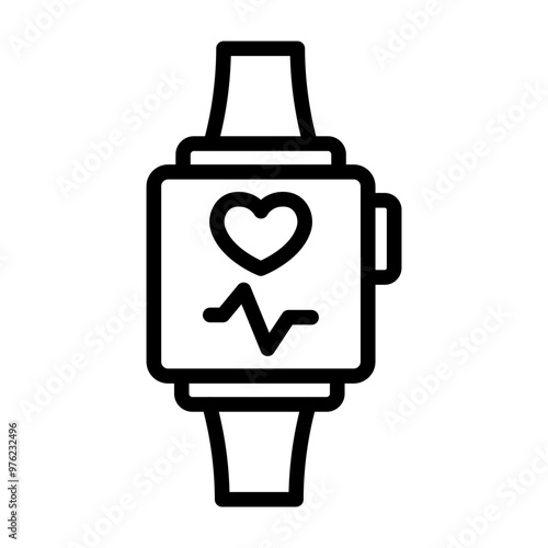 Wearable Health Monitor Vector Line Icon Design