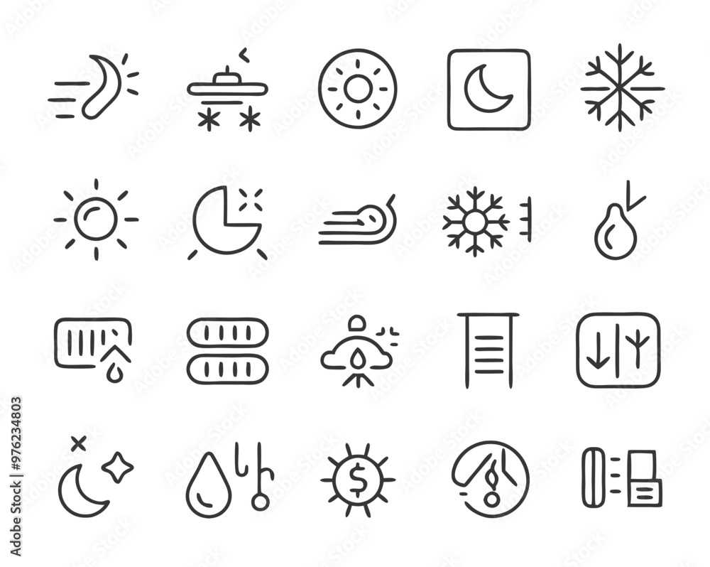 Air Conditioning thin line icons. air conditioning symbols. Air conditioner icon. Air Conditioning thin line icons. air conditioning symbols. Air conditioner icon.