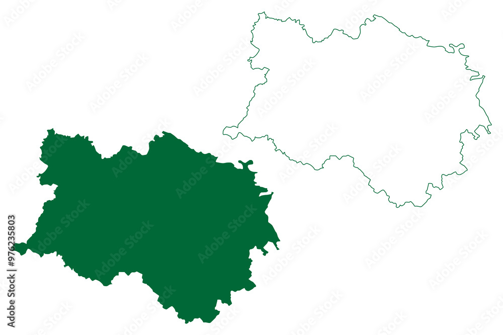 Kannauj district (Uttar Pradesh State, Republic of India) map vector illustration, scribble sketch Kannauj map