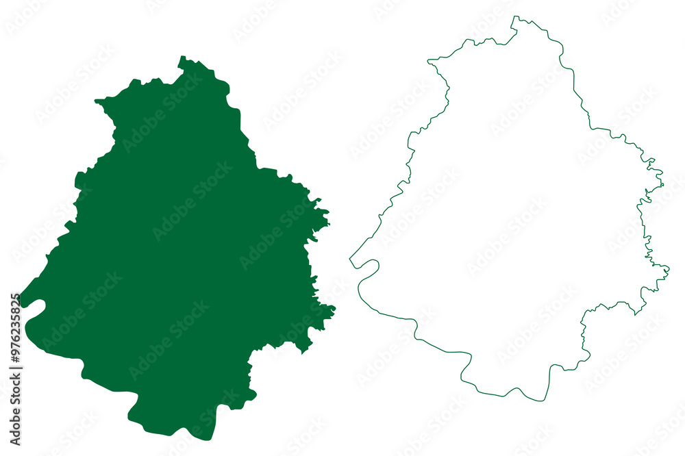Obraz premium Kanpur Dehat district (Uttar Pradesh State, Republic of India) map vector illustration, scribble sketch Kanpur Dehat map
