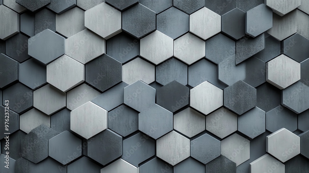 Abstract geometric pattern of gray and white hexagons. Abstract geometric pattern of gray and white hexagons.