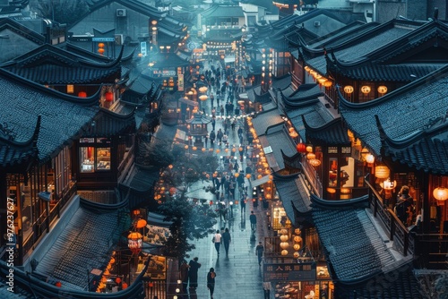 Wallpaper Mural A city street at night with many lanterns and signs Torontodigital.ca