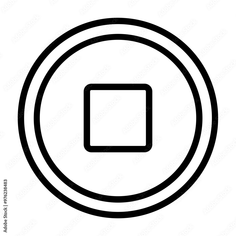 Stop Button Vector Line Icon Design Stop Button Vector Line Icon Design