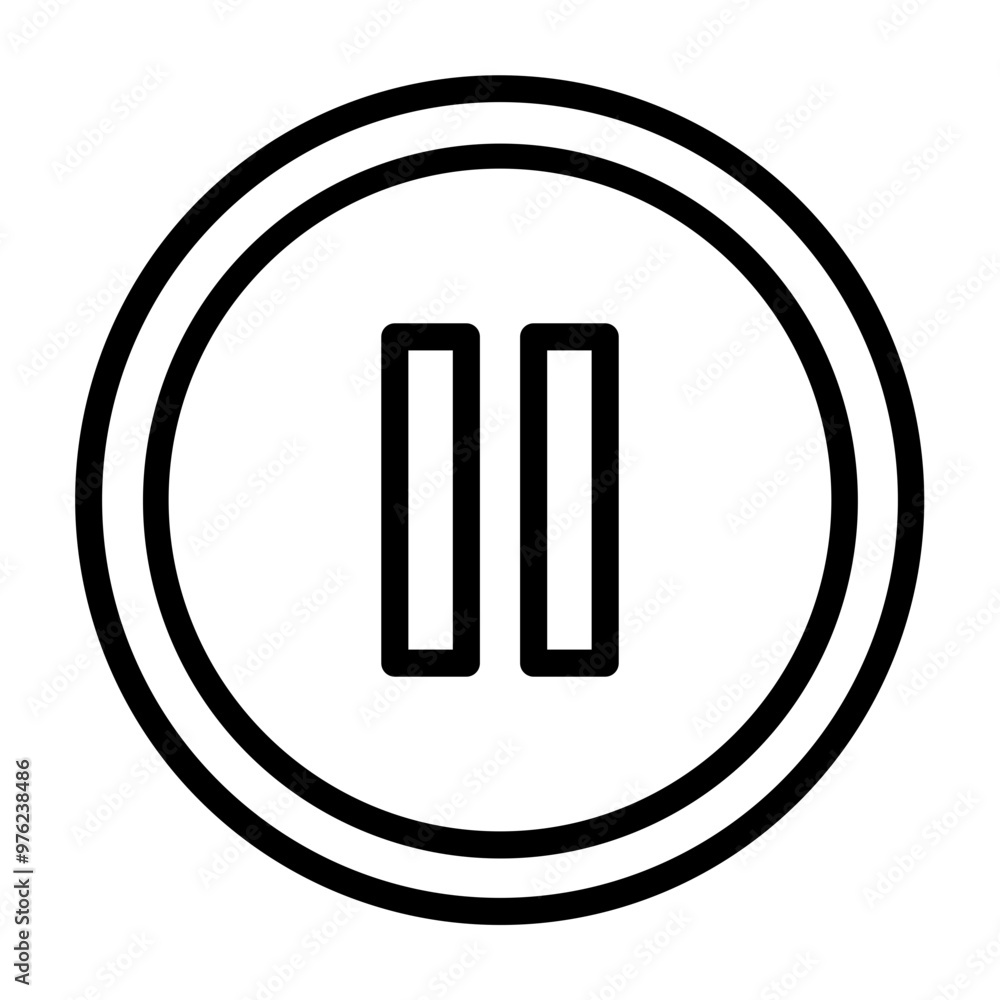 Pause Button Vector Line Icon Design Pause Button Vector Line Icon Design