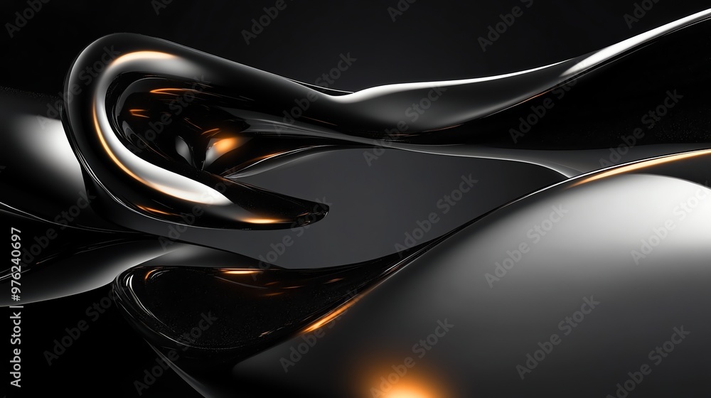 Obraz premium Abstract black and gold liquid shape background.