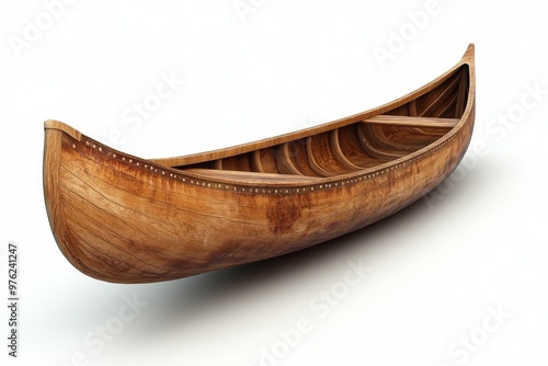 Handmade Wooden Canoe Displayed on a Neutral Background Highlighting Craftsmanship and Design