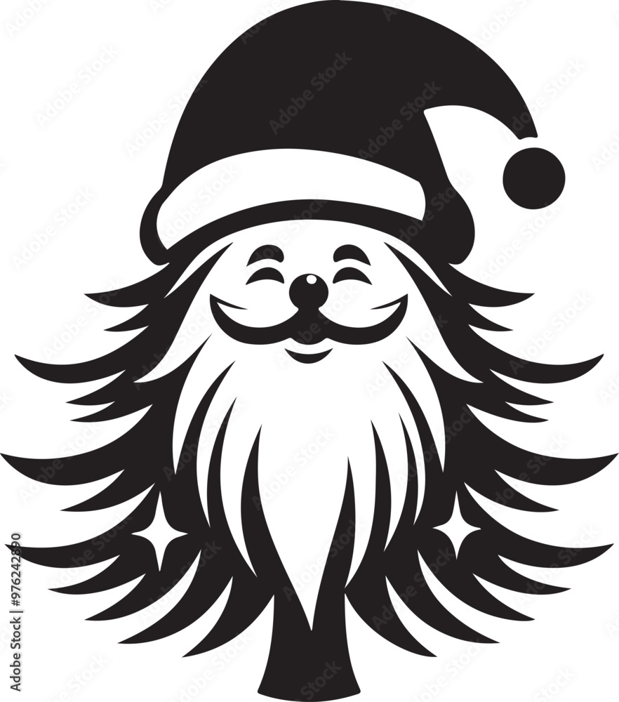 Obraz premium Merry Christmas and Santa Claus Tree Silhouette Vectors 