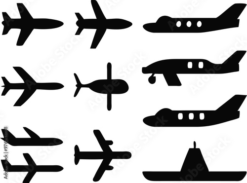 Plane different icons set.