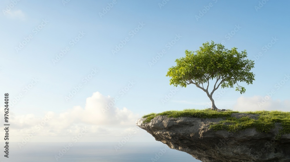 Nature's Balance: Explore the delicate balance of life on a cliff, where trees thrive against all odds. Nature's Balance: Explore the delicate balance of life on a cliff, where trees thrive against all odds.