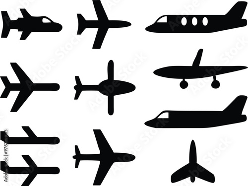 Plane different icons set.