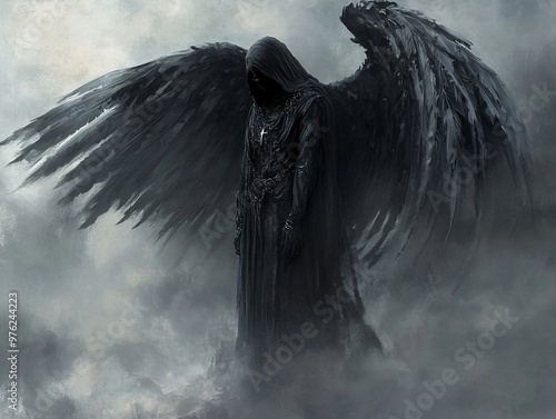 black angel of death, ominous grim reaper 
