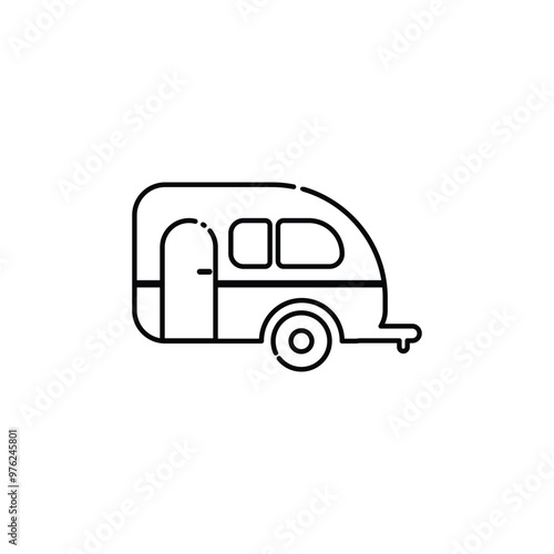 Caravan Icon Vector. Lineal or Linear art. 