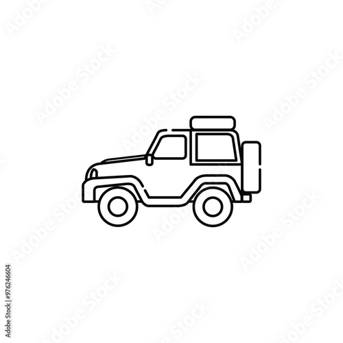 Jeep Icon Vector. Lineal or Linear art.