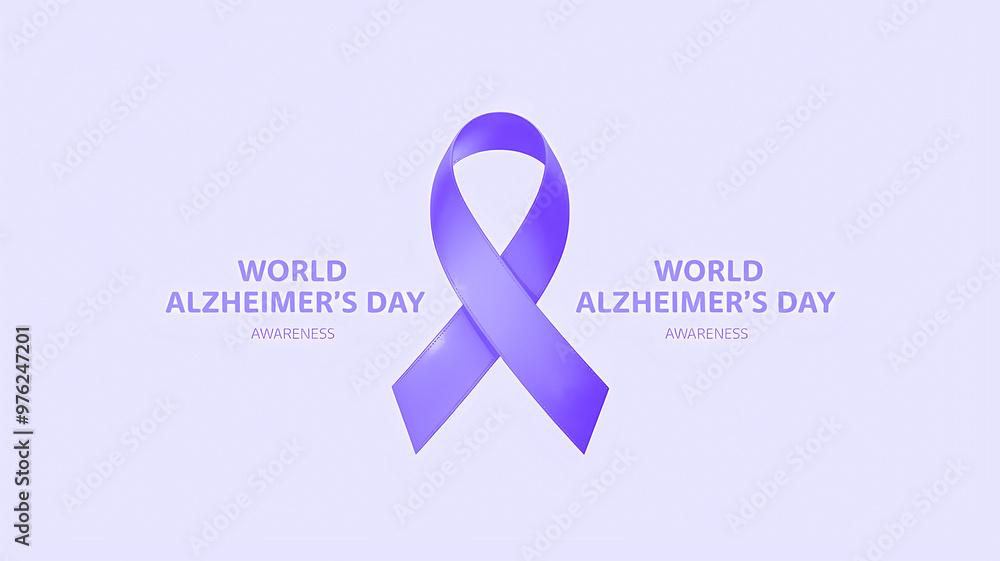 Purple ribbon, world Alzheimer's day awareness poster, graphic design illustration wallpaper Purple ribbon, world Alzheimer's day awareness poster, graphic design illustration wallpaper