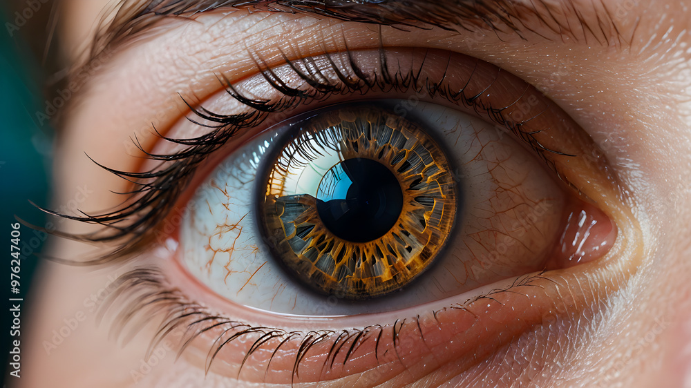 Fototapeta premium Close-up of human eye with beautiful iris. Macro shot
