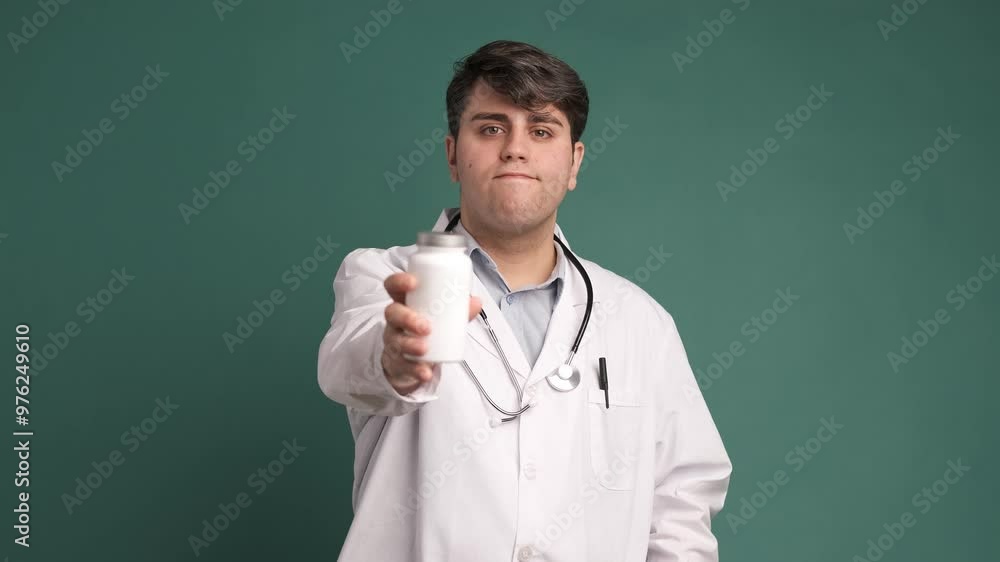 Medical doctor making negative sign for medicine in studio Medical doctor making negative sign for medicine in studio
