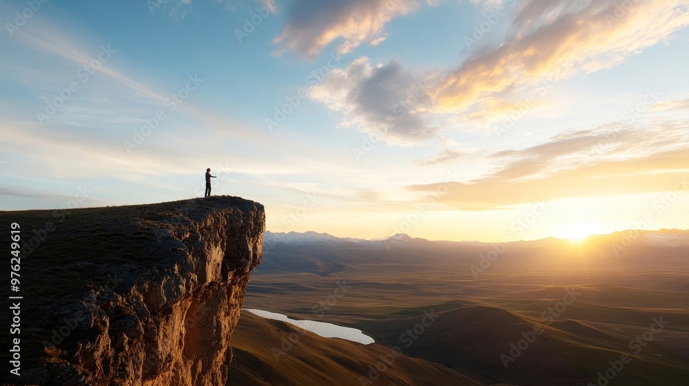Obraz premium Suspended in Time: Explore the timeless beauty of a cliffside scene frozen in a moment. 