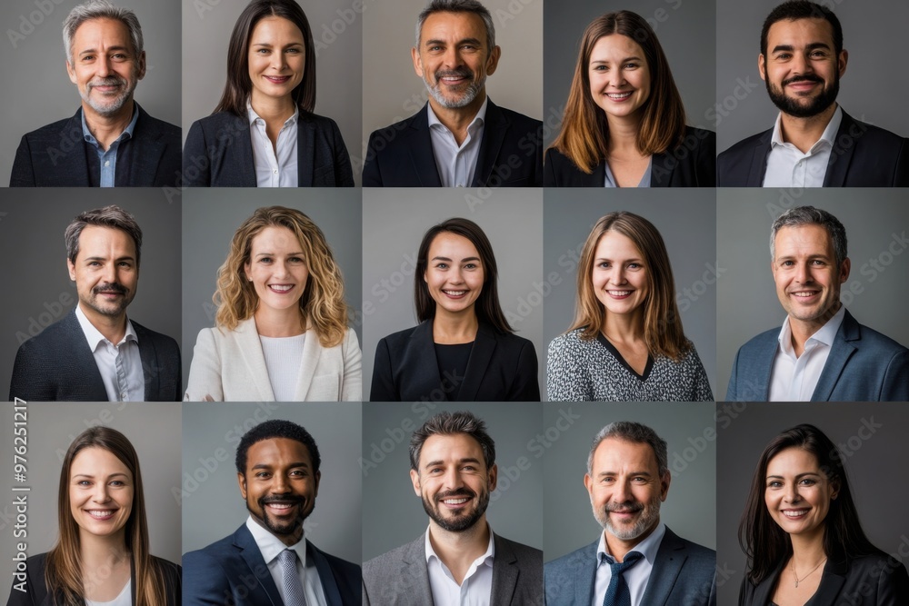 Diverse Corporate Team Portrait Grid Diverse Corporate Team Portrait Grid