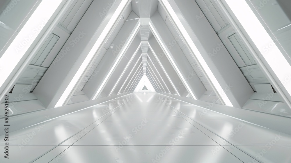 Empty Long Light Corridor Modern white background Empty Long Light Corridor Modern white background