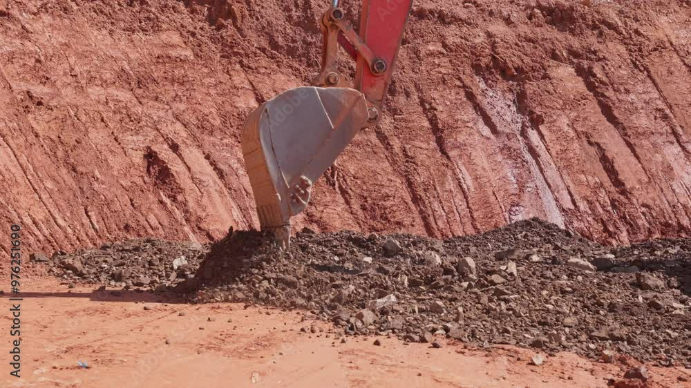 Slow motion video of an excavator are being used in road construction project Slow motion video of an excavator are being used in road construction project