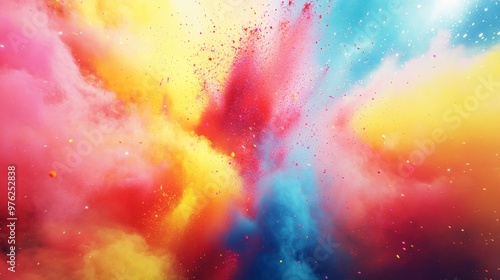 An artistic dynamic explosion of Holi powder 