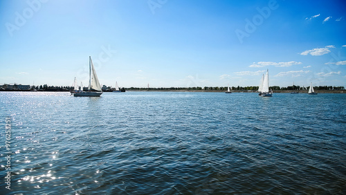 Slika na platnu Sailboats compete in a sail regatta, race of sailboats