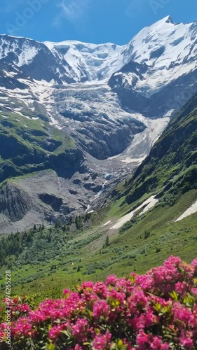 French Alps landscape. Glacier de Bionnassay and Aiguille de Bionnassay Chmonix Montblanc region
 photo