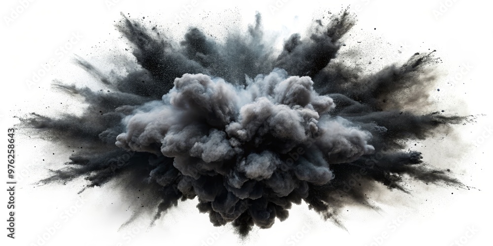 Black Powder Explosion on White Background, powder explosion, black smoke, cloud, abstract, Black Powder Explosion on White Background, powder explosion, black smoke, cloud, abstract,
