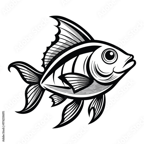 a fish drawing with a line drawing of a fish