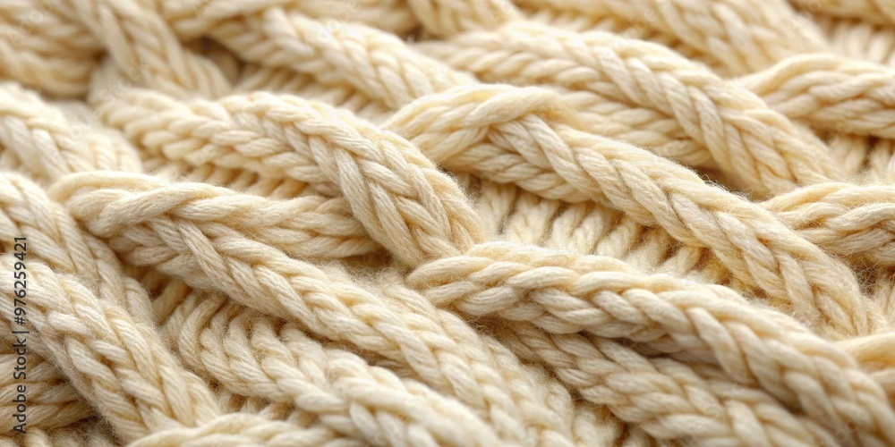 Close-up of Creamy Knitted Texture, Yarn, Fiber, Wool Close-up of Creamy Knitted Texture, Yarn, Fiber, Wool
