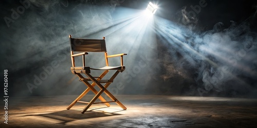 Director's Chair in Smoky Studio Spotlight, Movie Making, Film Set, Hollywood