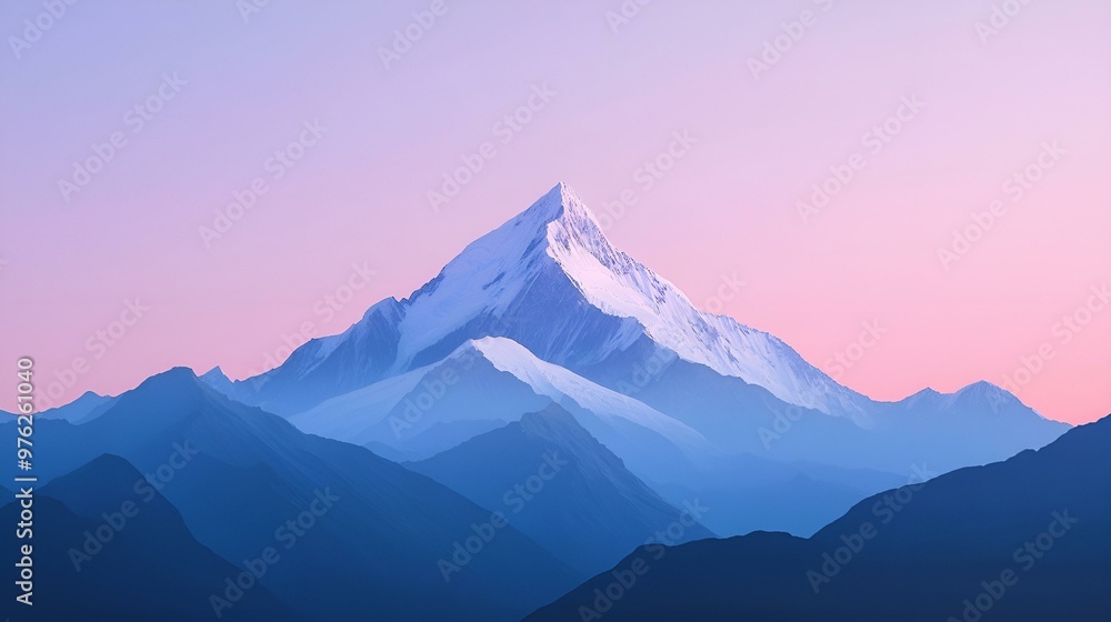 Majestic Snow-Capped Mountain Peak Bathed in the Soft Hues of Dawn Majestic Snow-Capped Mountain Peak Bathed in the Soft Hues of Dawn