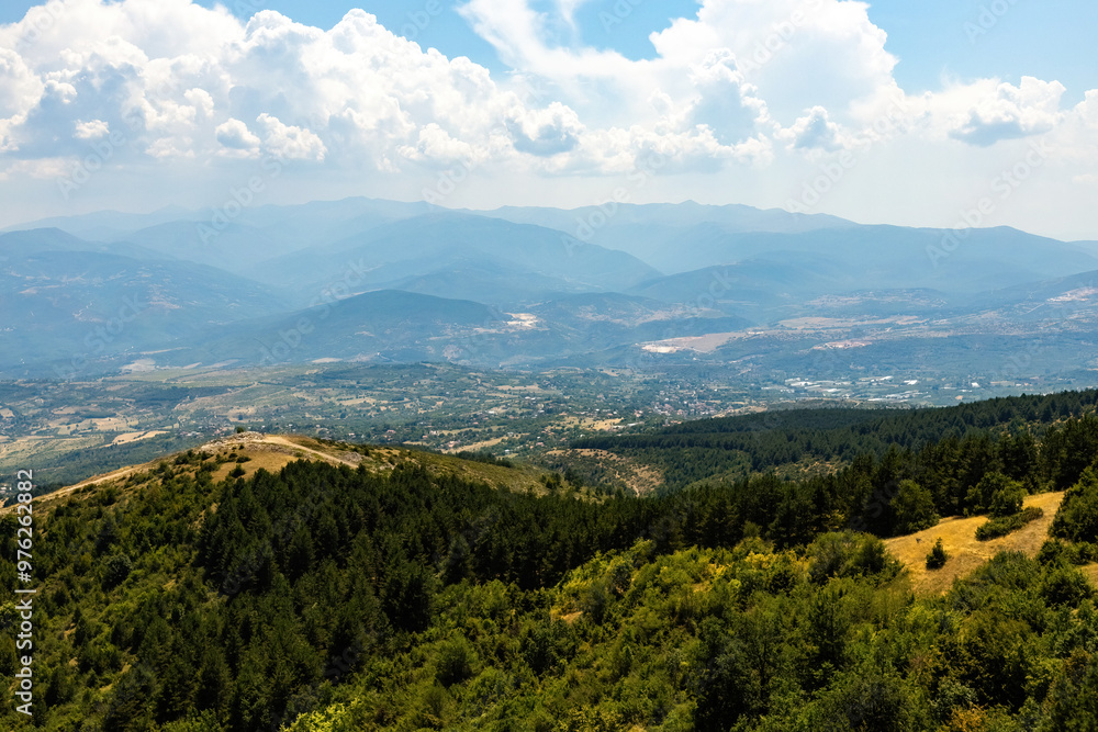 Aerial view of the mountains from the Millenium cross hill in Skopje North Macedonia Aerial view of the mountains from the Millenium cross hill in Skopje North Macedonia