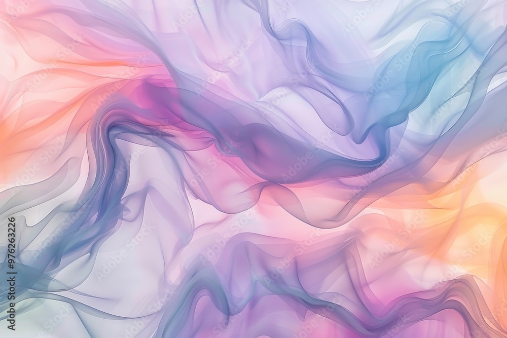 Soft pastel swirling patterns create a calming abstract wallpaper, perfect for serene bedroom Soft pastel swirling patterns create a calming abstract wallpaper, perfect for serene bedroom
