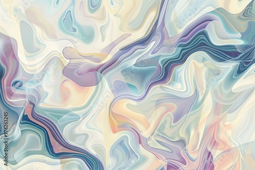 Soft pastel swirling patterns create a calming abstract wallpaper, perfect for serene bedroom