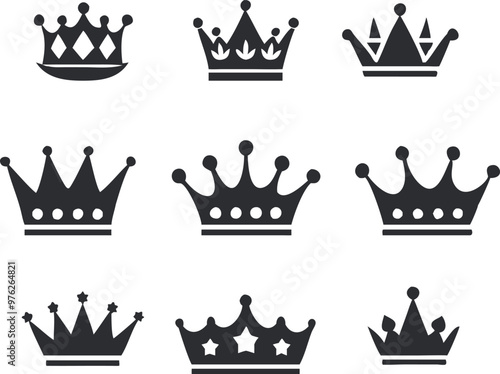 Crown icons set. Vector 