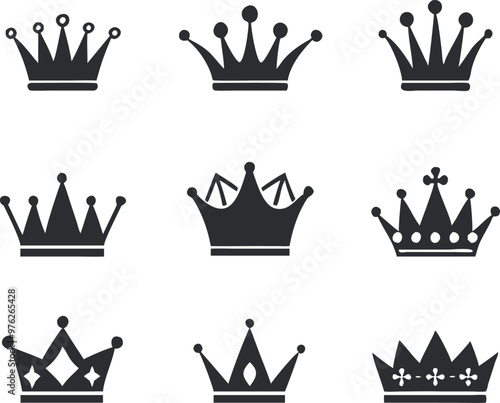 Crown icons set. Vector 