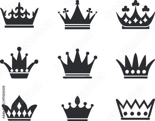 Crown icons set. Vector 