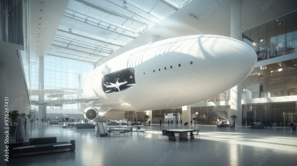 Fototapeta premium Airplane Inside Modern Building.